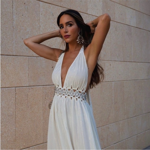 Zara limited edition bloggers favourite beaded cut out metallic thread dress - Picture 10 of 12